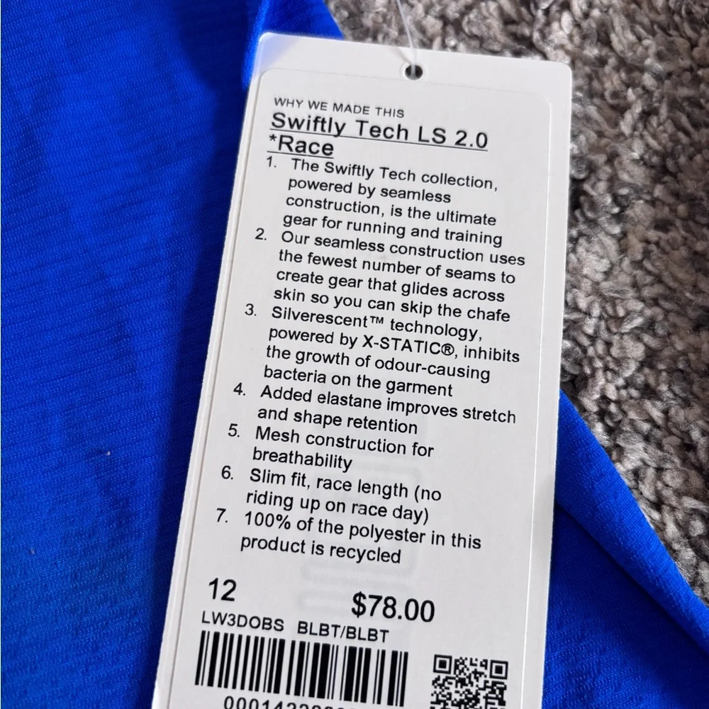 Lululemon Swiftly Tech Long Sleeve 2.0 *Race size 12 NWT_3